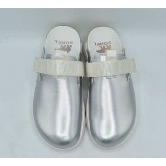 Sorel Womens Size 7 Viibe Sea Salt Luminous Lime Metallic Slip On Clogs Shoes - Picture 6 of 15